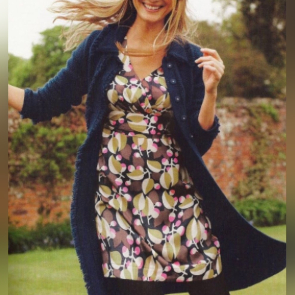 Boden Canterbury Acorn Faux Wrap V-neck Side Zip Dress 8P NWT 🍁🍂🤎